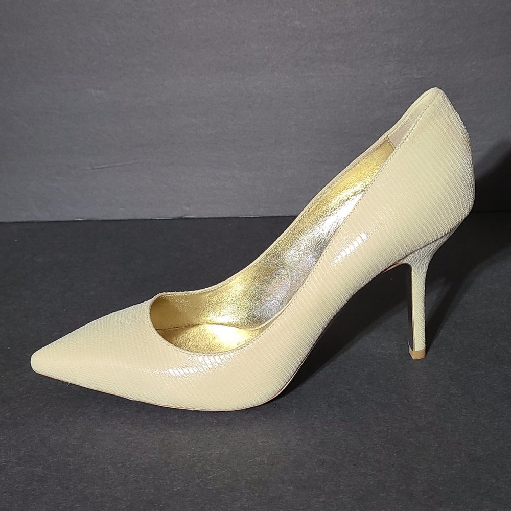 Emy Mack Women's Shoes Slip on High Heel Leaher Pump Ivory 10 1/2